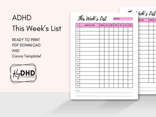 “Weekly to do List” INSTANT Digital Download & Canva Template